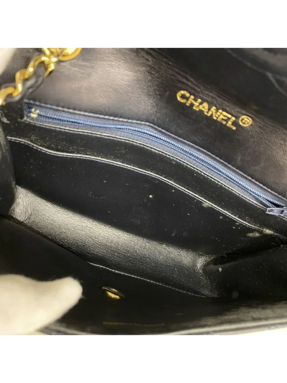 Chanel Shoulder Bag Quilted Lambskin Black Gold